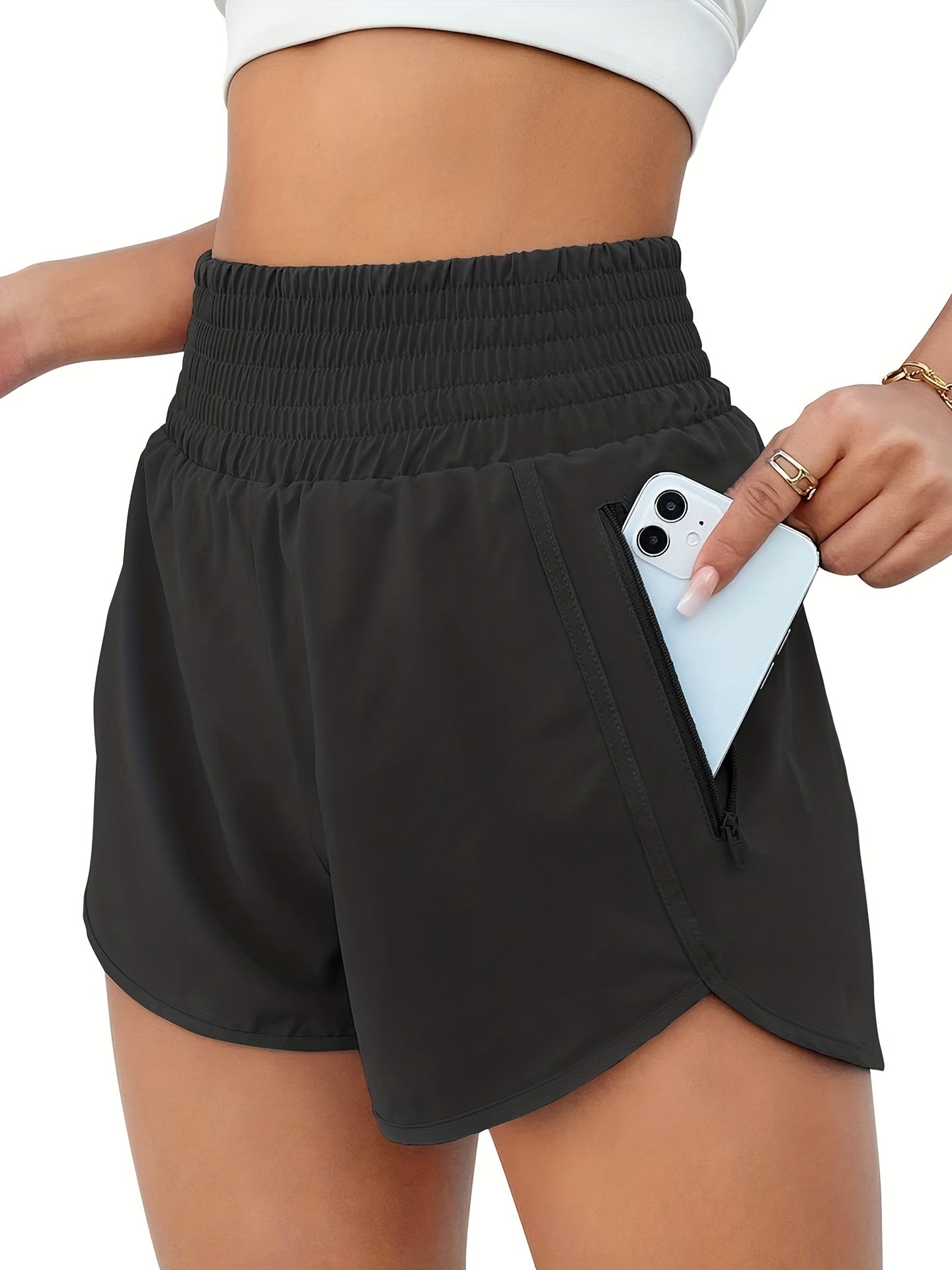 Solid Elastic Waist Shorts Casual Shorts For Spring & Summer Women's Clothing