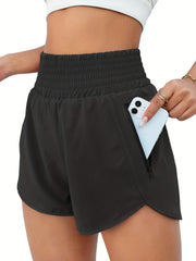 Solid Elastic Waist Shorts Casual Shorts For Spring & Summer Women's Clothing
