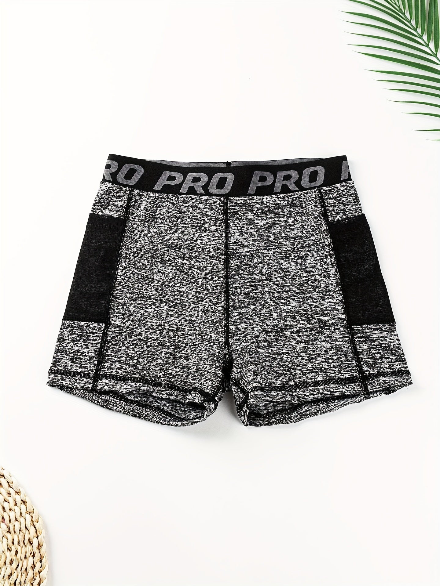 Letter Pattern High Waist Yoga Shorts With Pocket