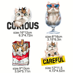 4pcs Cat Iron-On Transfer Stickers DIY T-shirt Jeans Patch Heat Printing