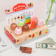 Wooden Ice Cream Selling Rack Set Toy