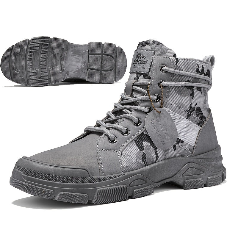 Men's Combat Boots Lace-up Army Shoes Rugged Look