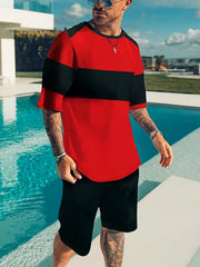 Mens 2 Piece Outfits T-shirt & Casual Shorts Set Summer Clothing