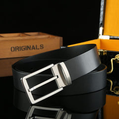 Men's Cowhide Leather Belt Stainless Steel Buckle Strong Tensile