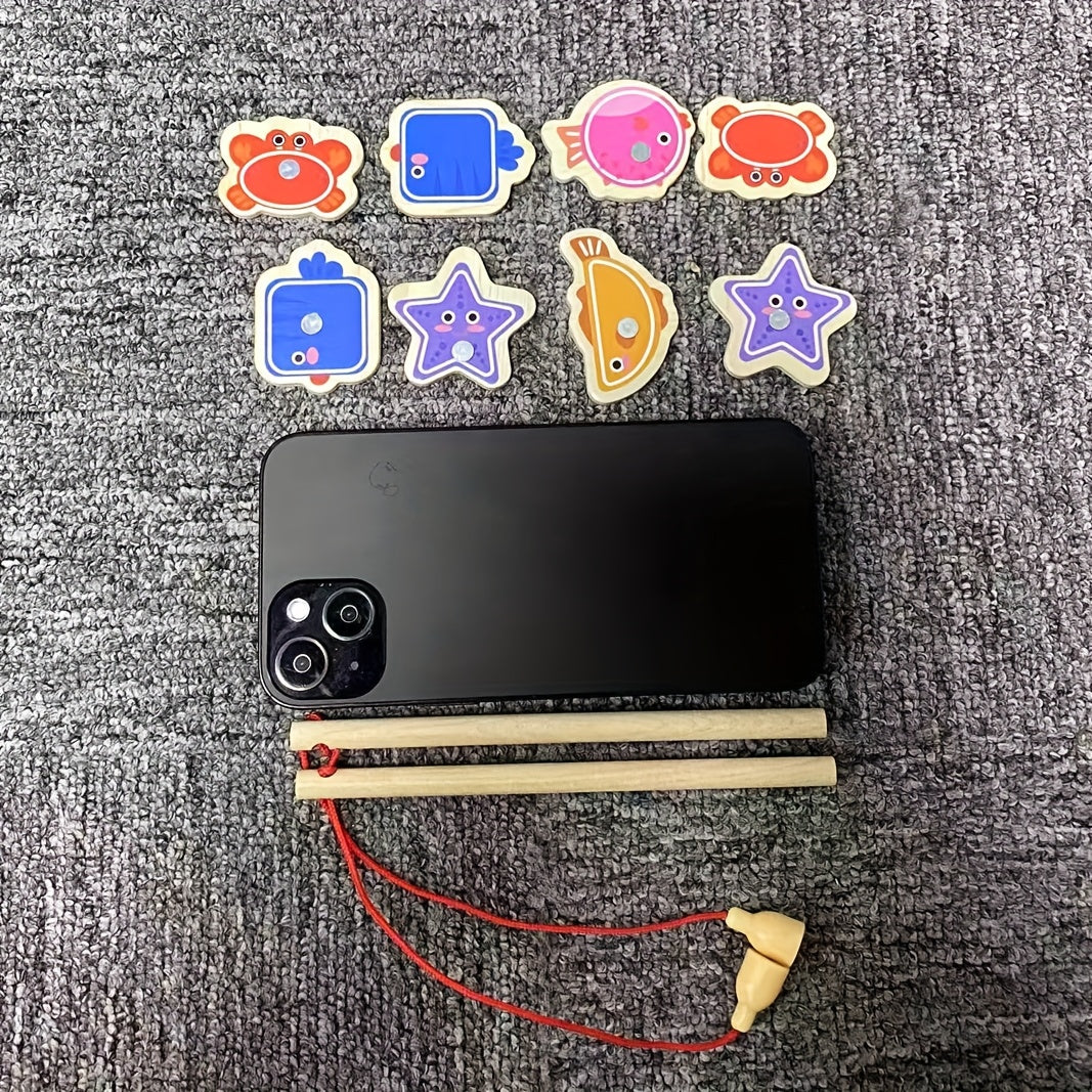 Wooden Fishing Toy: Colorful Shape Matching Game for Kindergarten