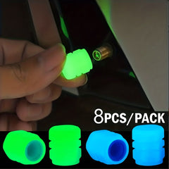 8pcs Mini Luminous Tire Valve Caps Glowing Wheel Hub Decor Auto Accessories