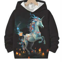 Unicorn Graphic Hoodies Girls Hooded Pullover Spring Fall Gift