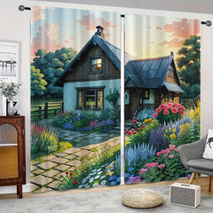 Cartoon Garden Cabin Curtain Tapestry Home Decoration