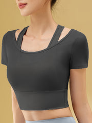 Women's Quick Dry Short Sleeve T-shirt for Yoga Running Sports