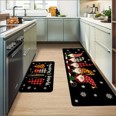 Christmas Gnome Santa Kitchen Mat Anti Slip Hallway Balcon Polyester Carpet