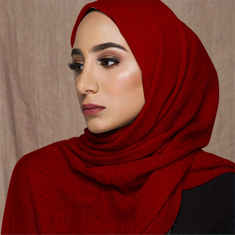 Soft Wrinkle Muslim Headband Sunproof Shawl Scarf for Women