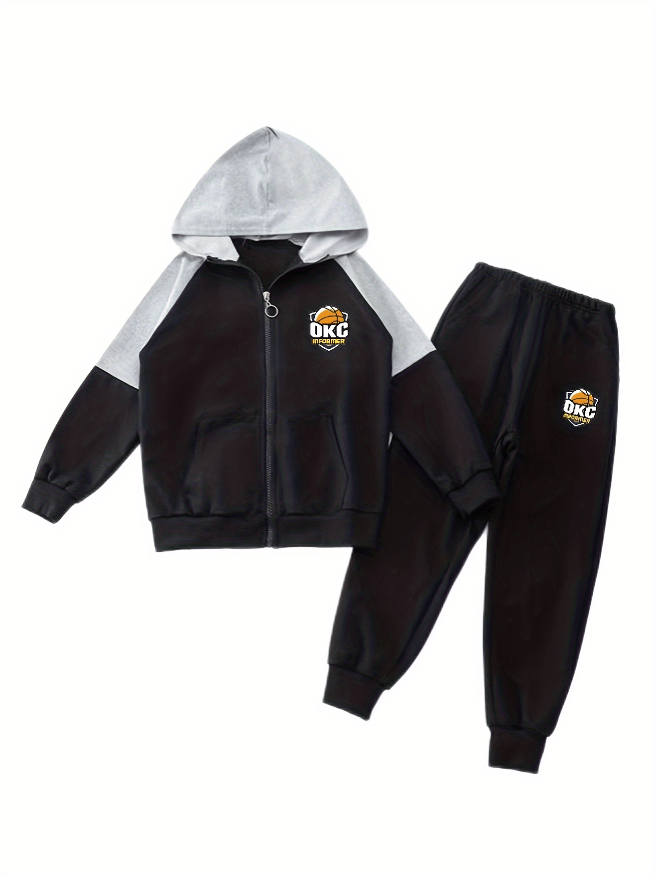 Boy's Cartoon Print 2pc Zip Up Hoodie & Sweatpants Set