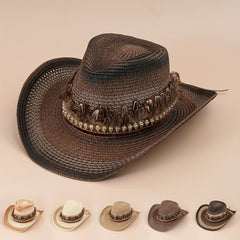 Ethnic Style Straw Cowboy Hat Skull Tibetan Vacation Beach Hat