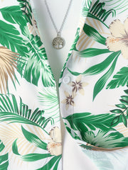 Boys Teen Plant Graphic Print Casual Shirt & Shorts Set for Summer