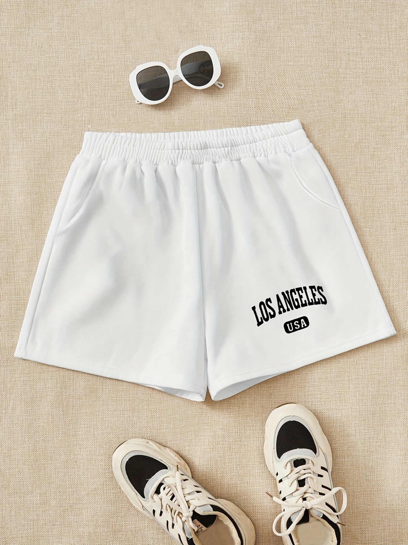 Girls Shorts 'Los Angeles' Print Casual Sweat Shorts Comfy Fit