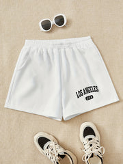 Girls Shorts 'Los Angeles' Print Casual Sweat Shorts Comfy Fit