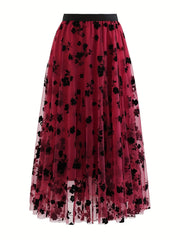 Floral Print Pleated Maxi High Waist Skirt