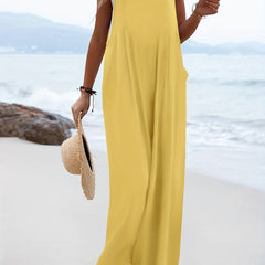 Solid Wide Leg Overall Jumpsuit Casual Button Overall Jumpsuit