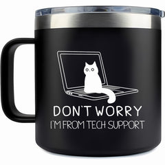 Tech Cat 14oz Stainless Steel Travel Mug Double Wall Vacuum Cup with Lid
