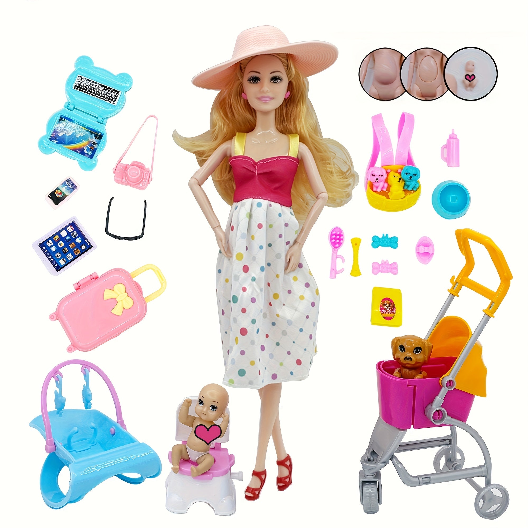 Pregnant Doll Playset with Accessories for Creative Play