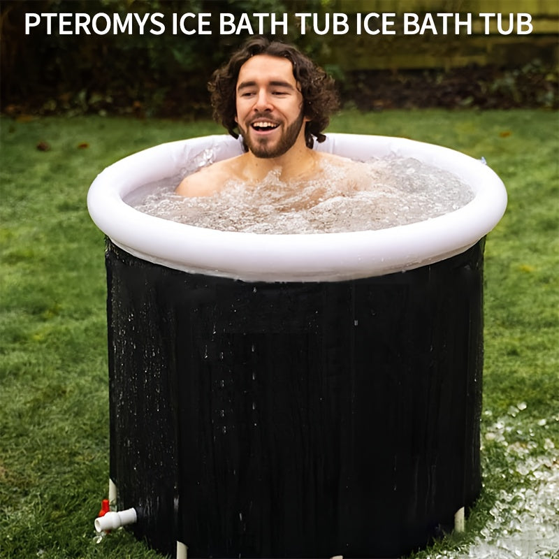 Portable Ice Bath Tub Hot/Cold Water Bucket w/ Double Drainage