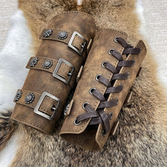 Medieval Knight & Pirate Arm Bracers Adjustable Faux Leather Armor