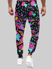 Men's Geometric Print Active Pants Contrast Graphic Casual Pants