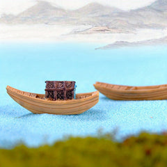 Resin Fishing Boat Fairy Garden Decoration Set