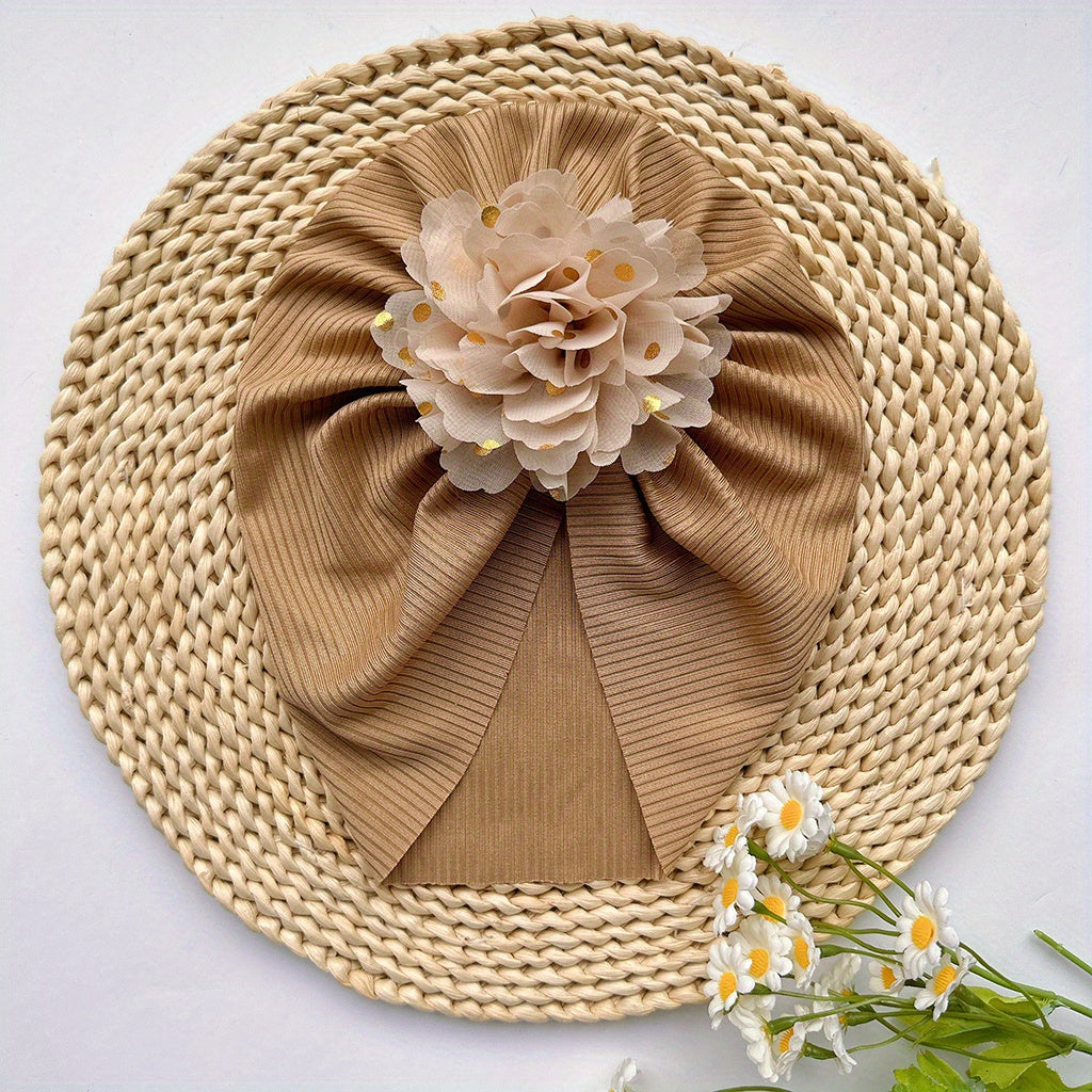 Soft Elastic Strip Flower Baby Hat For Girl