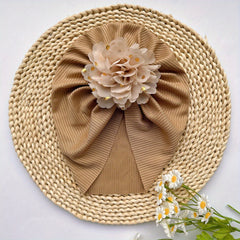 Soft Elastic Strip Flower Baby Hat For Girl