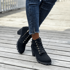Women's Lace-Up Block Heel Ankle Boots