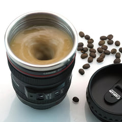 Camera Lens Coffee Mug with USB Stainless Steel Liner