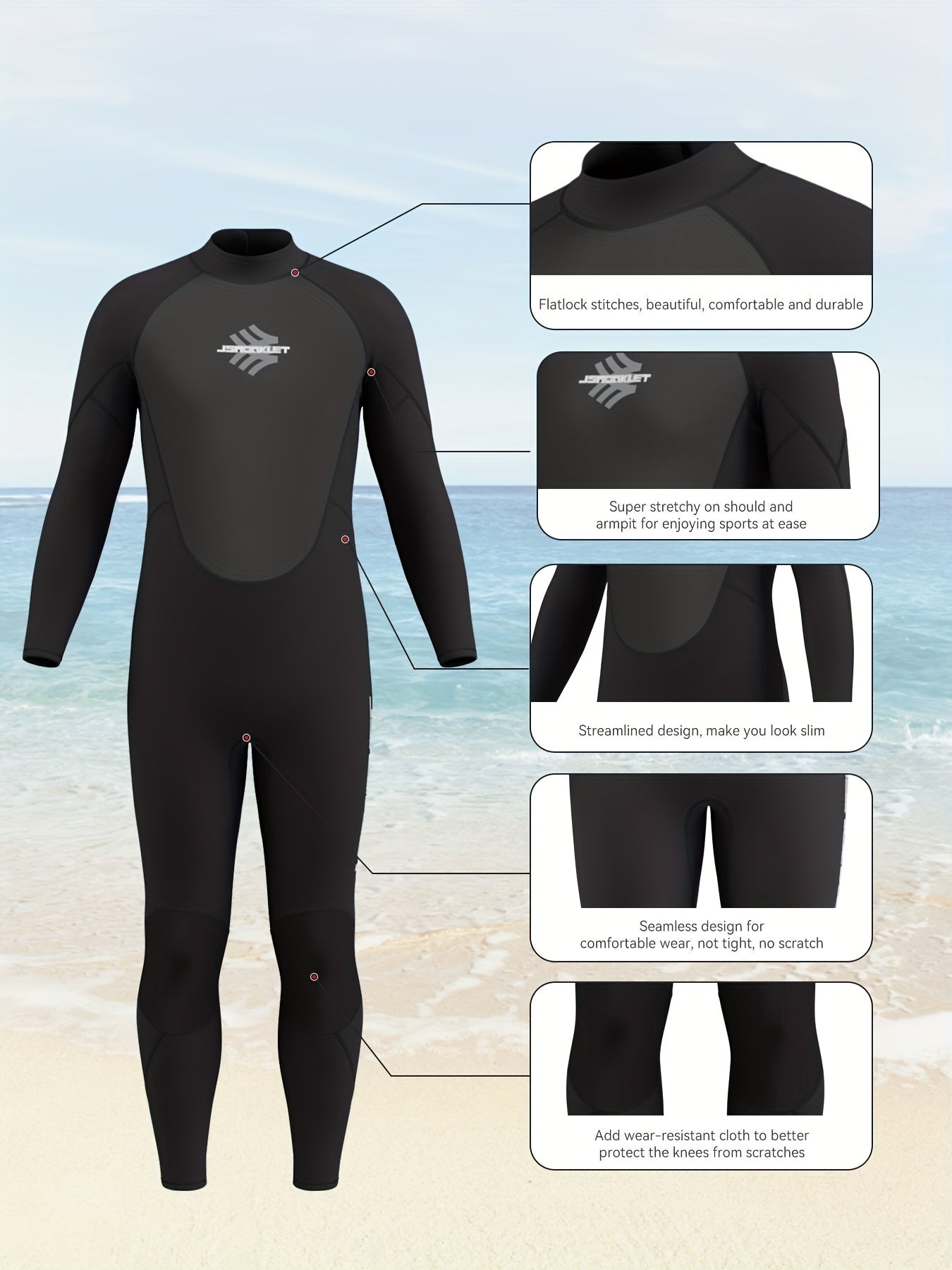 Men's 3 2mm Neoprene Diving Suit Thermal Anti Jellyfish Wetsuit