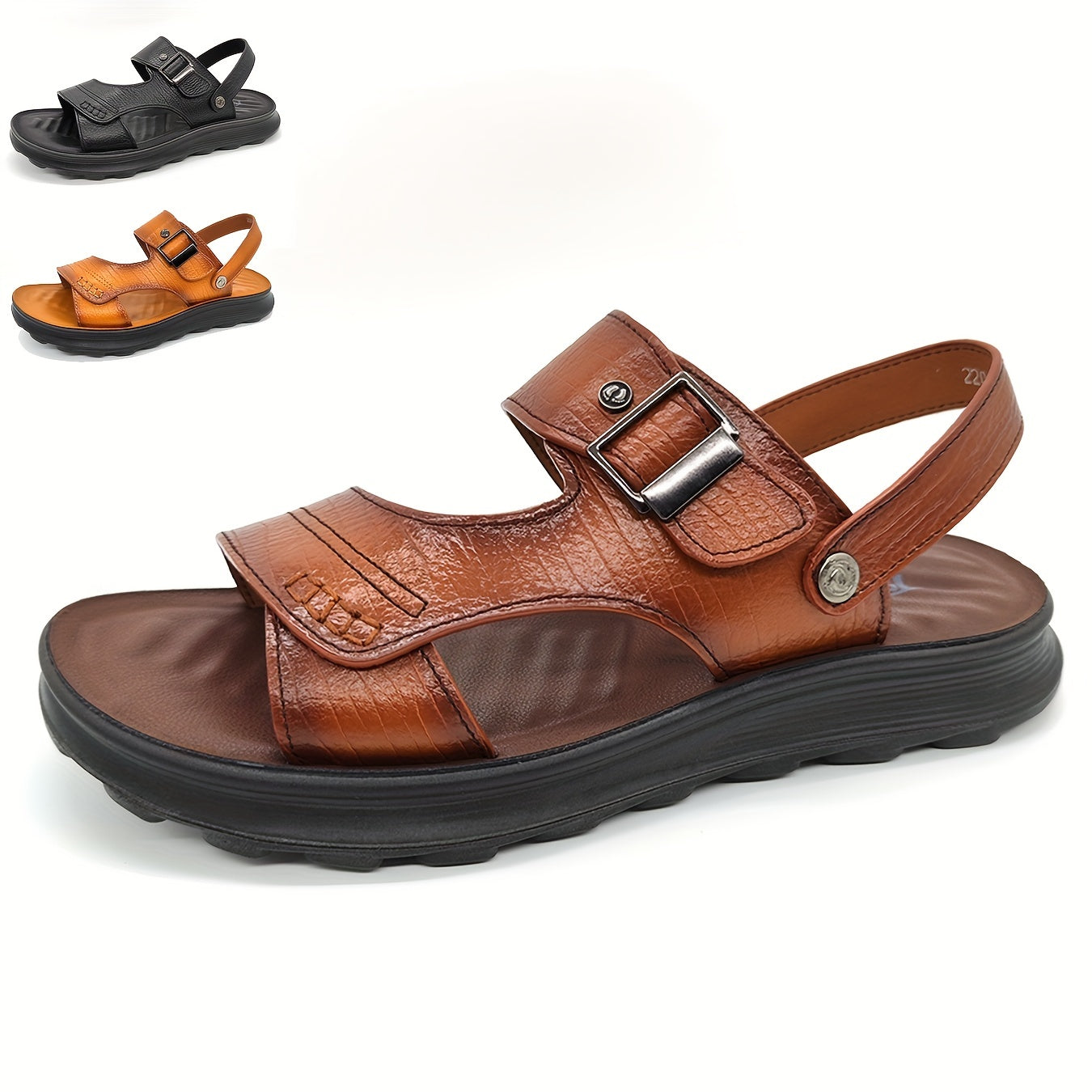 Men's Solid Open Toe Slip On Sandals Outdoor Soft Sole Beach Sandals