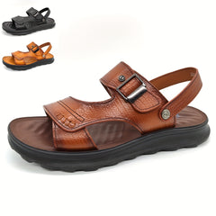 Men's Solid Open Toe Slip On Sandals Outdoor Soft Sole Beach Sandals