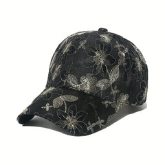 Y2K Flower Embroidery Baseball Cap Women Sunscreen Sports Hats
