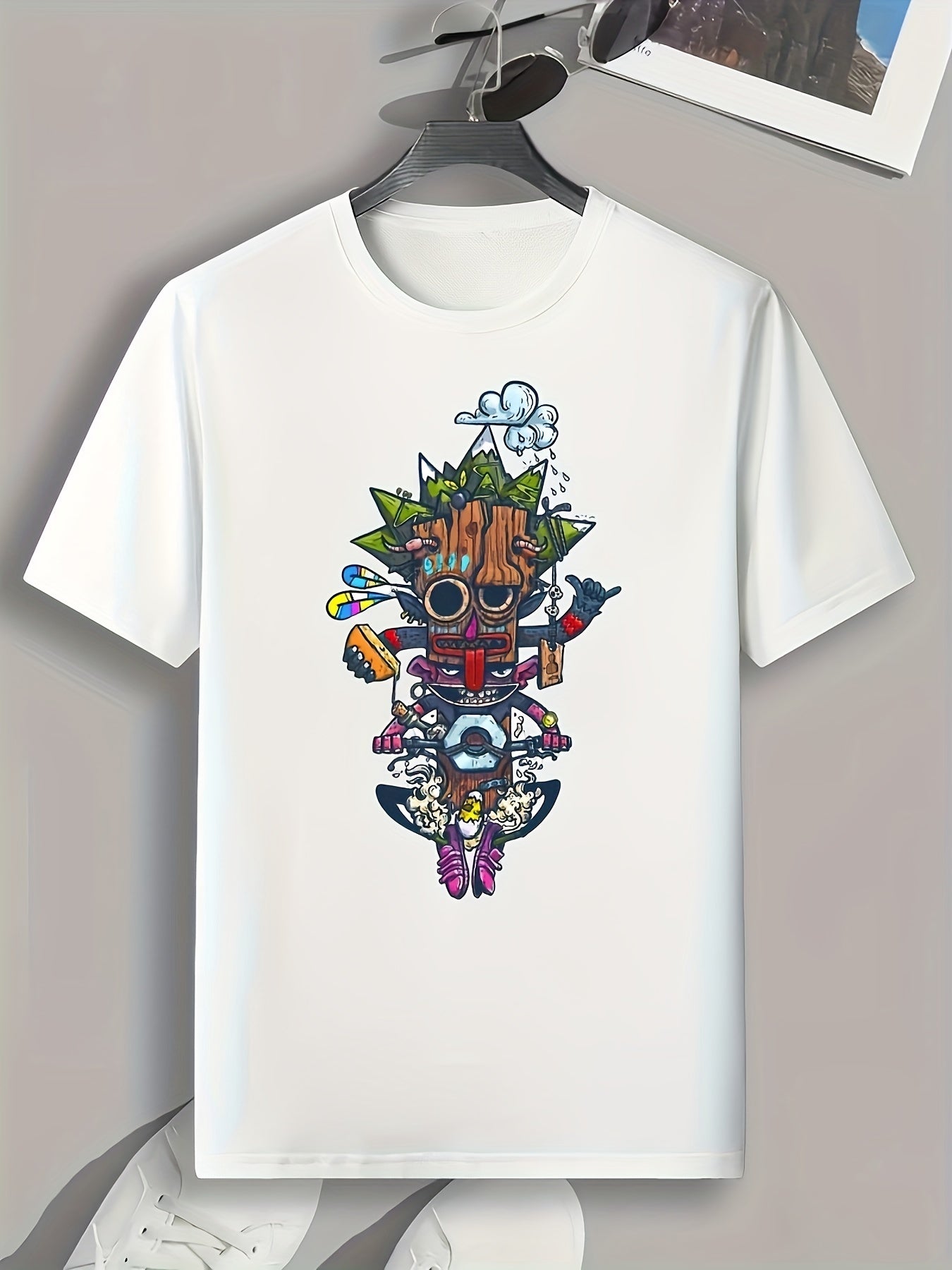 Cool Cartoon Print Men's Graphic Tee for Summer