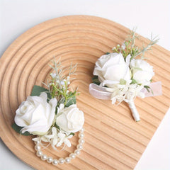 Wrist Corsage & Boutonniere Set for Bridal Wedding