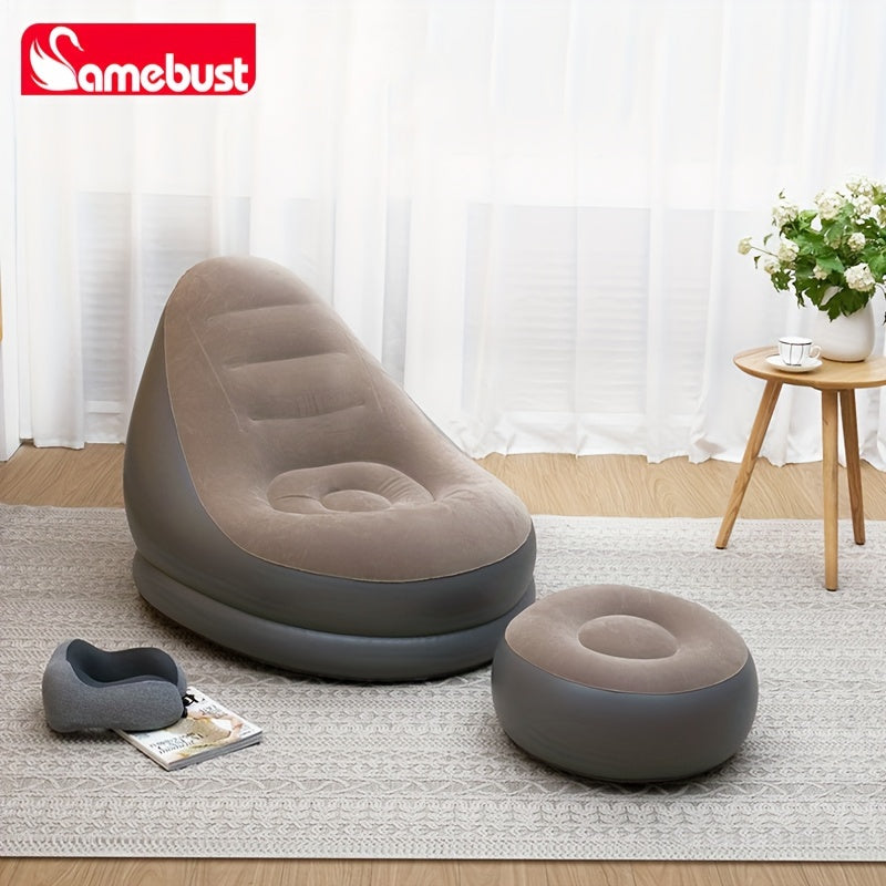 Inflatable Deck Chair with Ottoman Sofa for Indoor and Outdoor Use