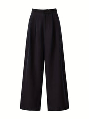 Solid Wide Leg Ruched Pants for Spring & Summer