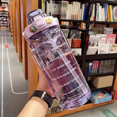 Transparent Large Capacity Water Cup with Straw and Handle