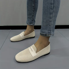Women's Knitted Slip On Flat Shoes Square Toe Casual Walking Flats