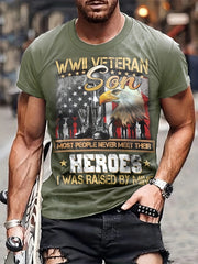 Eagle & Flag Pattern Print Men's Short Sleeve T-shirt