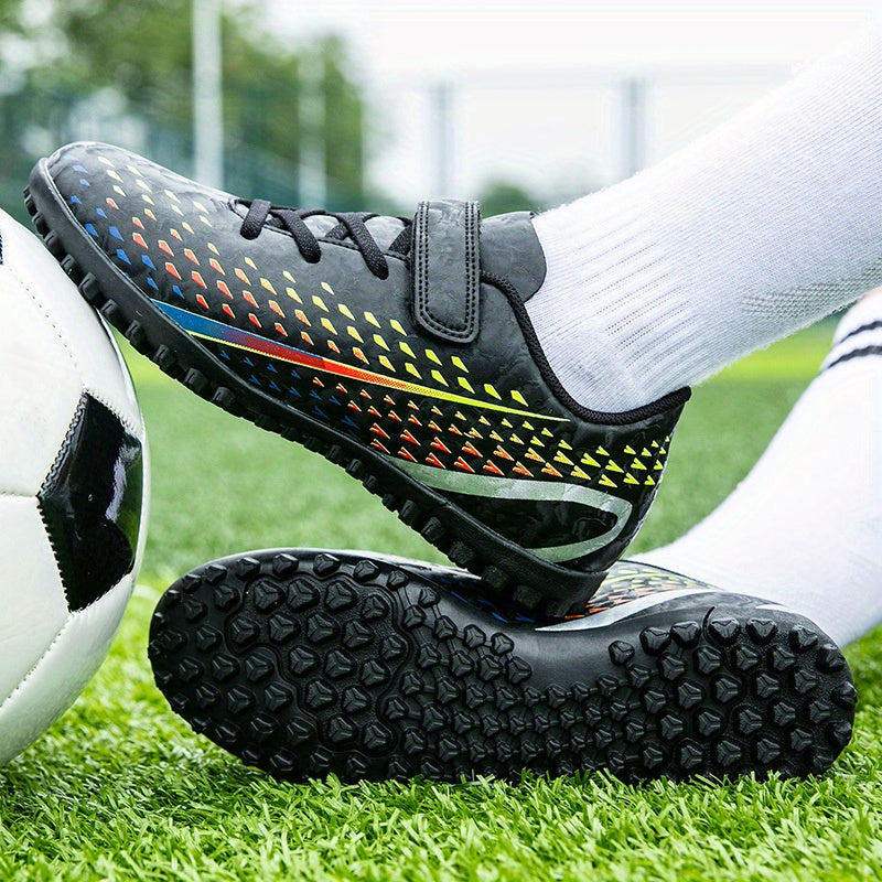 Unisex Turf Football Boots Hook Loop Fastener Outdoor Anti skid TF Soccer Cleats