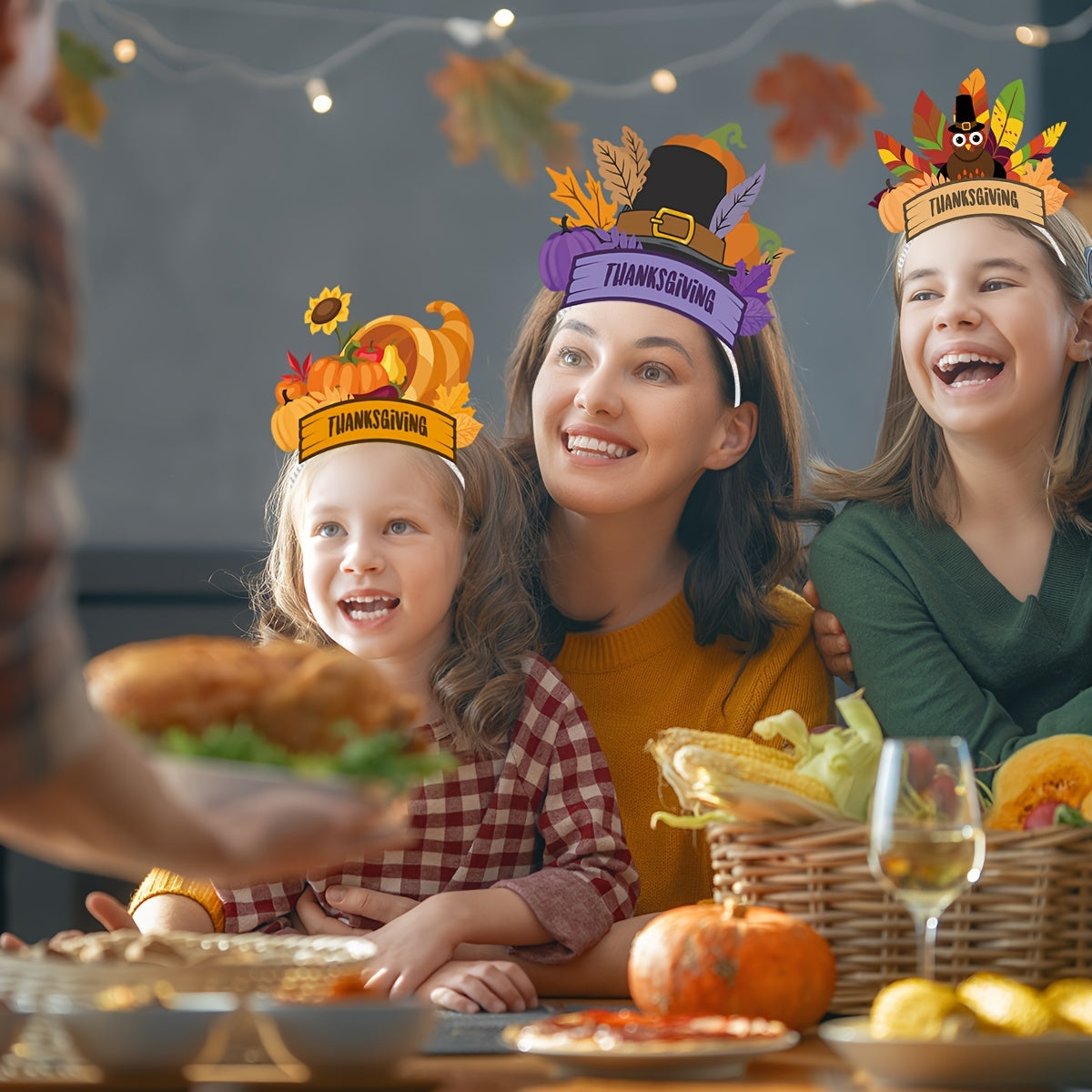 6pcs Thanksgiving Hair Hoop Dress Up Supplies Happy Thanksgiving Party