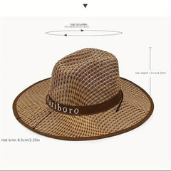 Unisex Western Cowboy Straw Hat Boho Summer Beach Hat