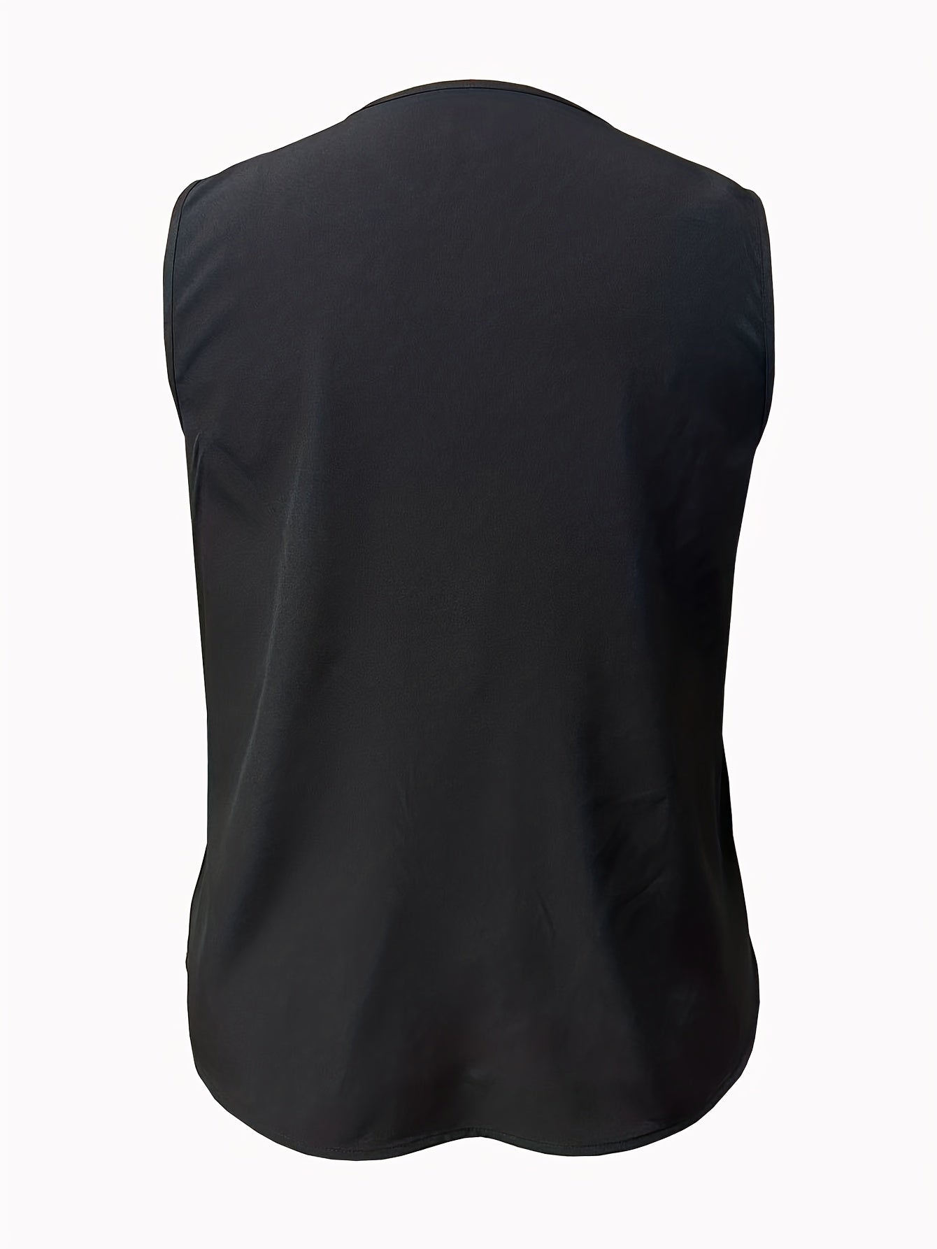 Solid Ruffle Trim V Neck Tank Top