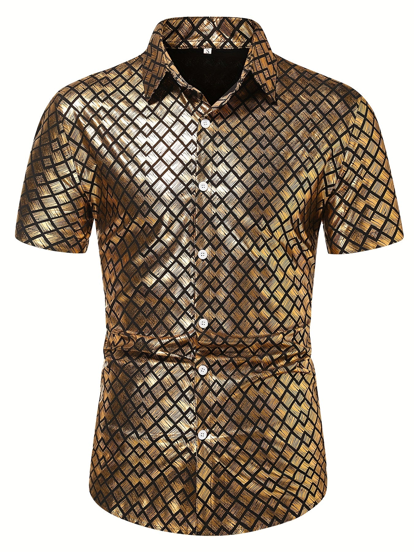 Geometric Print Men's Short Sleeve Shirt for Summer Vacation Resort