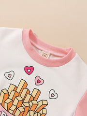 Cartoon Fries Long Sleeve Sweatshirt for Girls