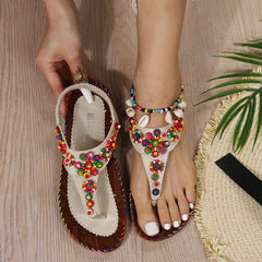 Women's Beaded Decor Flip Flops Sandals